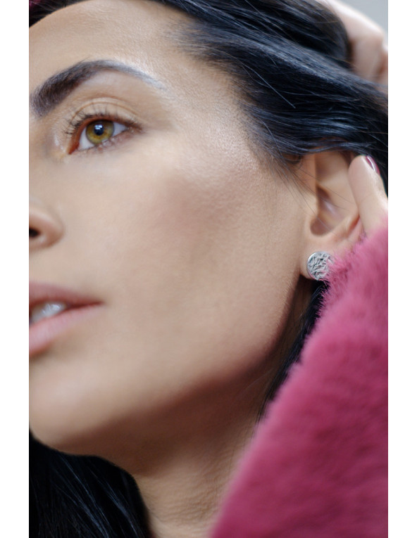 Ręcznie wykonane kolczyki ze srebra 925 i siatki stalowej w odcieniach stalowo-szarych