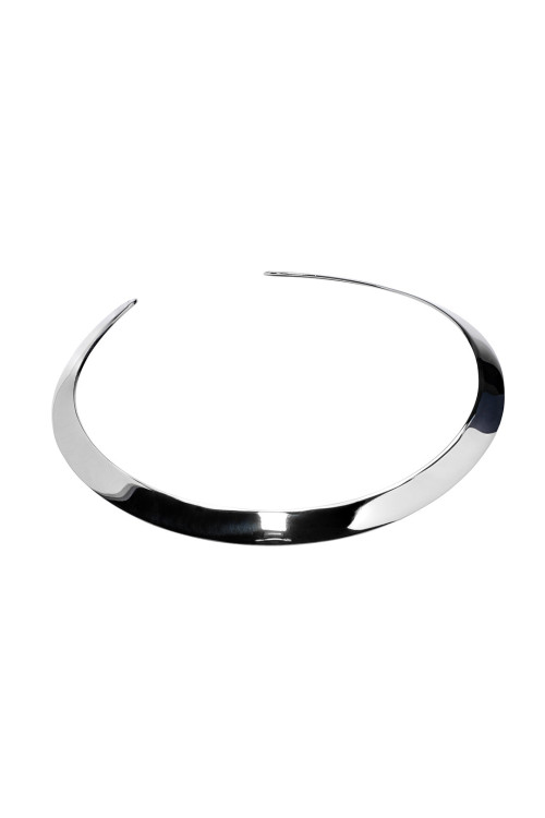 srebrny choker o szerokości 1 cm ze stali szlachetnej w błyszczącym wykończeniu