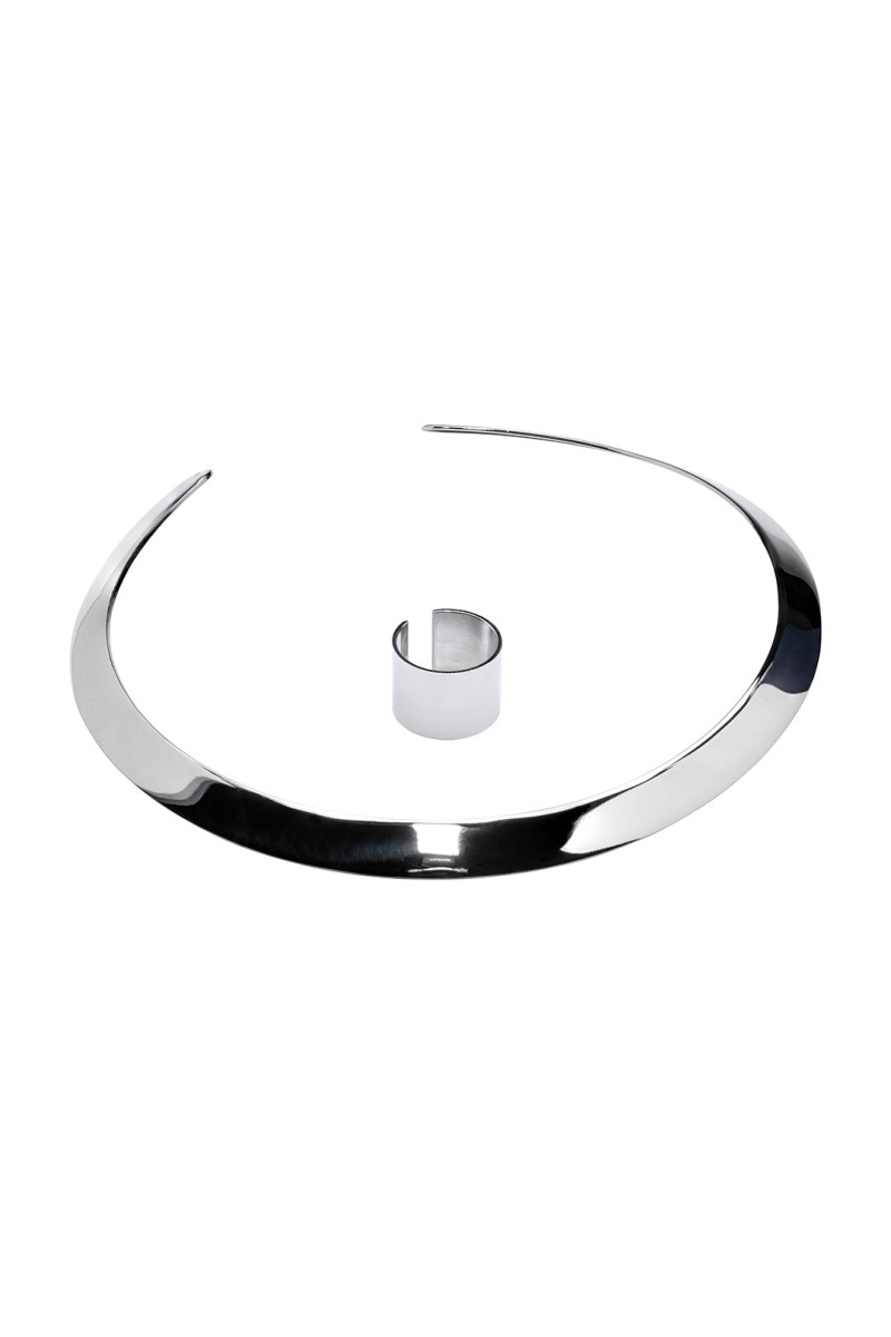 srebrny choker o szerokości 1 cm ze stali szlachetnej w błyszczącym wykończeniu