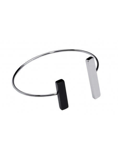 Delikatna bransoleta ze stali szlachetnej w kolorze srebrnym i czarnym