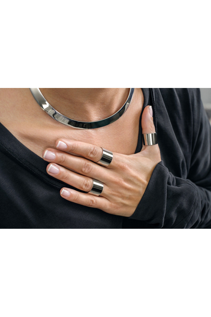 srebrny choker o szerokości 1 cm ze stali szlachetnej w błyszczącym wykończeniu