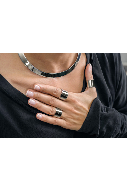 srebrny choker o szerokości 1 cm ze stali szlachetnej w błyszczącym wykończeniu