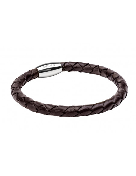 Męska bransoleta z brązowego plecionego rzemienia skórzanego z magnetycznym zapięciem
