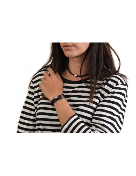 Komplet biżuterii ze skóry z magnetycznym zapięciem – naszyjnik i bransoleta