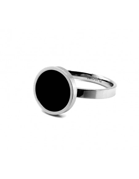 Minimalistyczny pierścionek ze stali szlachetnej z czarnym oczkiem Minimalistyczny pierścionek ze stali szlachetnej z czarnym oczkiem