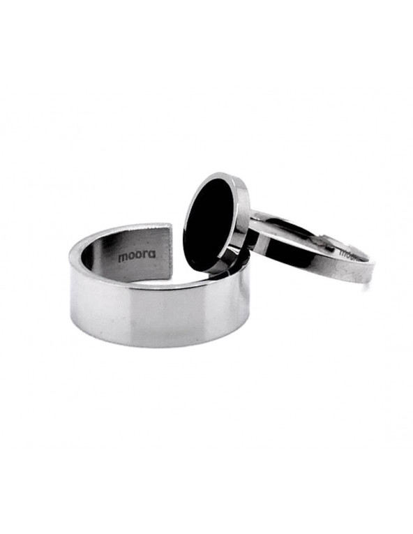 Pierścionek 2w1 ze stali szlachetnej z czarnym oczkiem