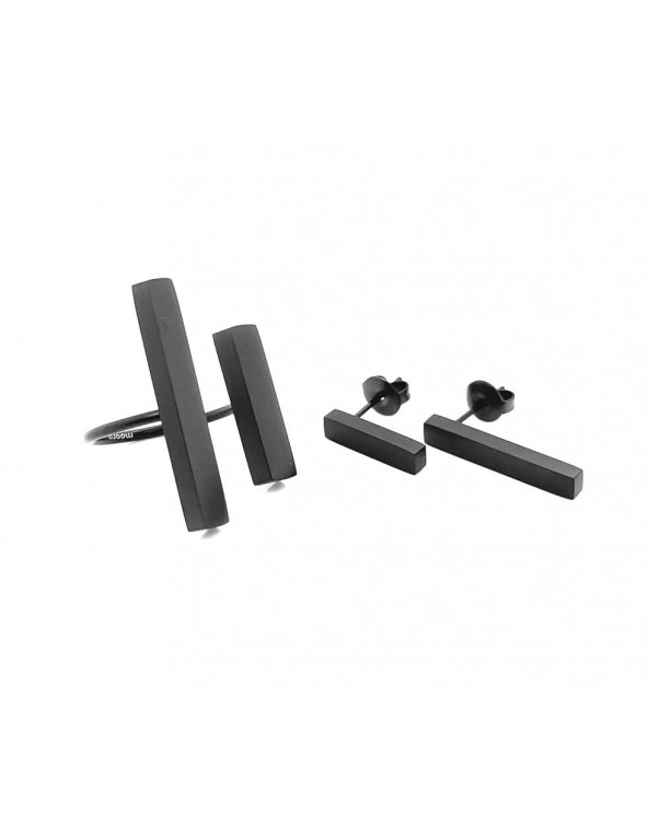 Regulowany pierścionek z czarnej matowej stali szlachetnej