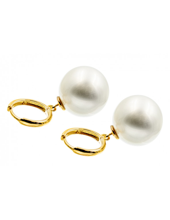 Kolczyki z pozłacanego srebra oraz białej perły 16 mm