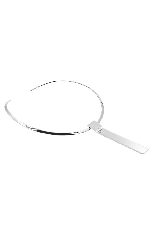 Choker ze stali szlachetnej z prostą zawieszką w srebrnym kolorze