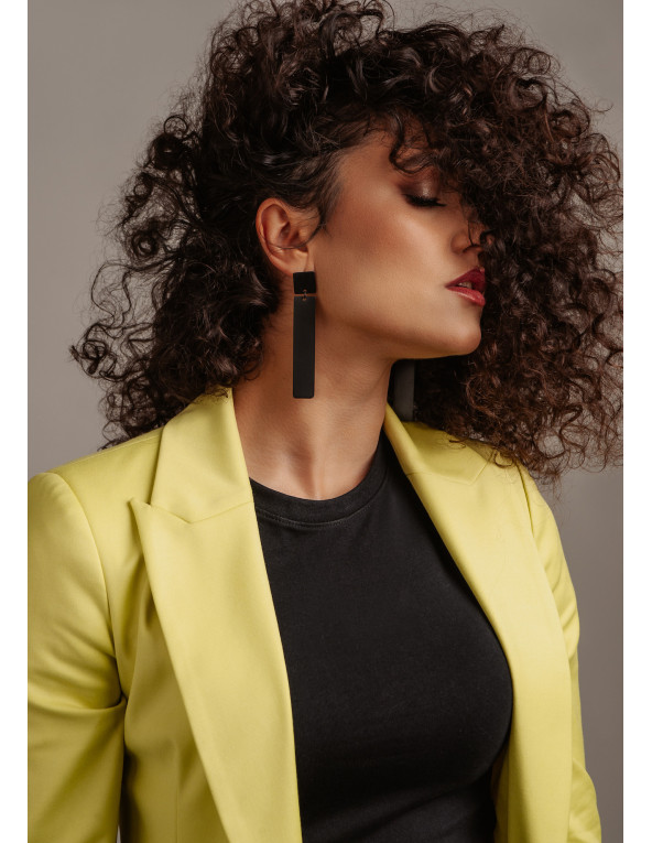 Długie minimalistyczne kolczyki z czarnej matowej stali szlachetnej