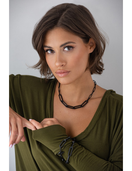 Czarna bransoleta ze stali szlachetnej z dużymi ogniwami