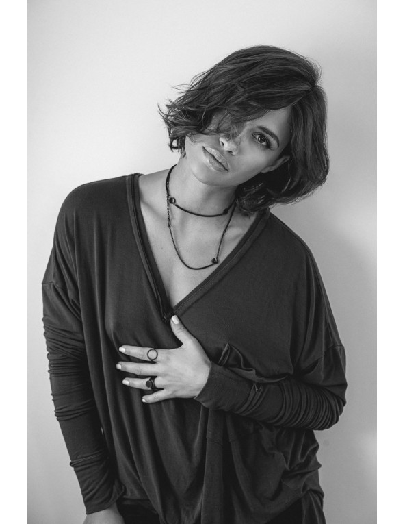 Podwójny czarny matowy łańcuszek ze stali szlachetnej z karabińczykiem i regulacją długości