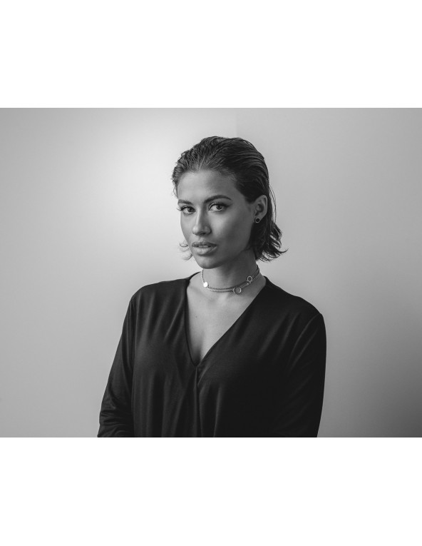 Podwójny srebrny naszyjnik ze stali szlachetnej z regulacją i zapięciem na karabińczyk