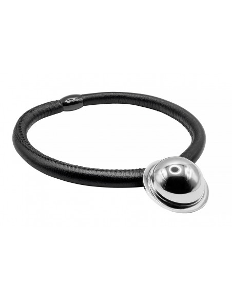 Naszyjnik z czarnej skóry z błyszczącą srebrną zawieszką ze stali szlachetnej