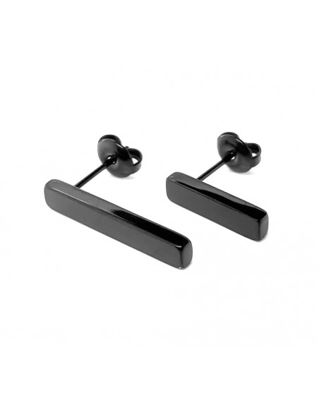 Asymetryczne kolczyki z błyszczącej czarnej stali szlachetnej, jeden 2 cm, drugi 1 cm