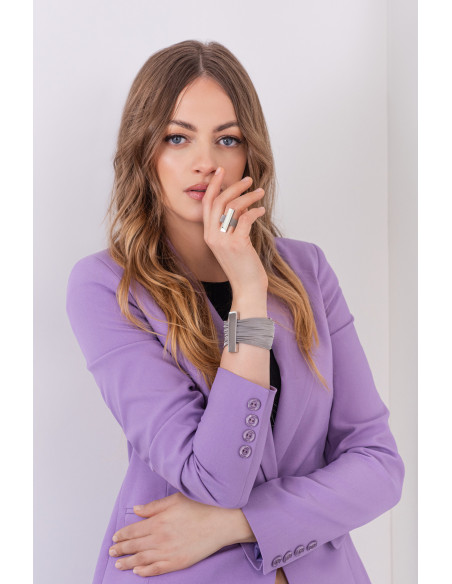 Srebrny pierścionek ze stali szlachetnej z jubilerską siatką stalową Srebrny pierścionek ze stali szlachetnej z jubilerską siatką stalową