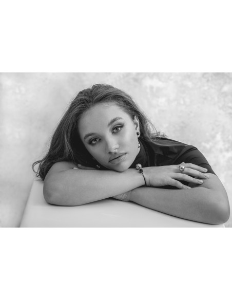 Komplet biżuterii ze stali szlachetnej z kulami srebrną i czarną