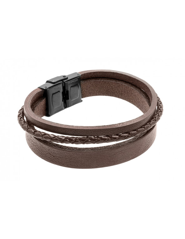 Men's simple and modern brown leather bracelet