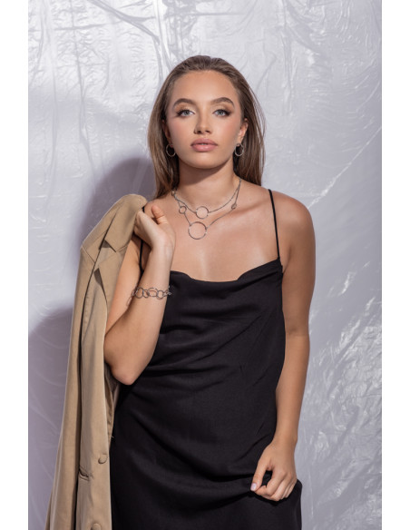 Delikatny, podwójny naszyjnik Koło ze stali szlachetnej w kolorze srebrnym lub złotym.