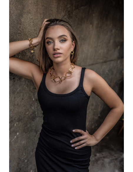 Kolczyki kwadraty z pozłacanej stali szlachetnej zapinane na sztyft