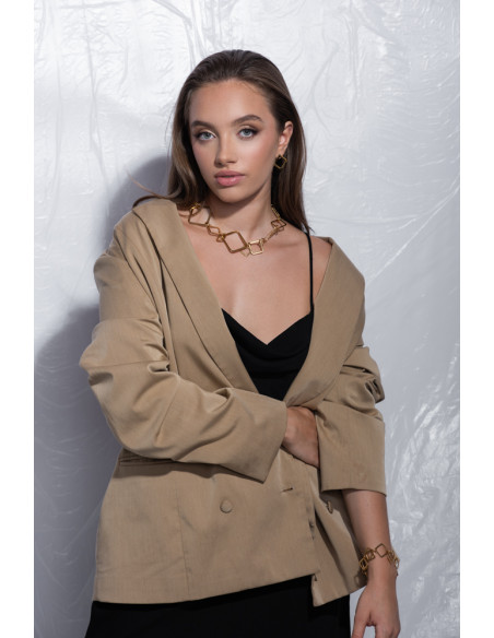 Kolczyki kwadraty z pozłacanej stali szlachetnej zapinane na sztyft