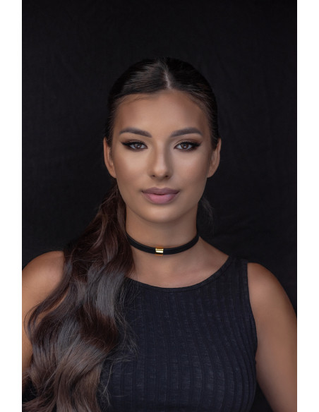 Złoty choker ze skóry naturalnej i stali szlachetnej – nowoczesna biżuteria handmade