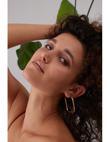 Kolczyki kwadraty z pozłacanej stali szlachetnej