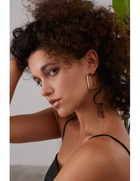 Kolczyki kwadraty z pozłacanej stali szlachetnej