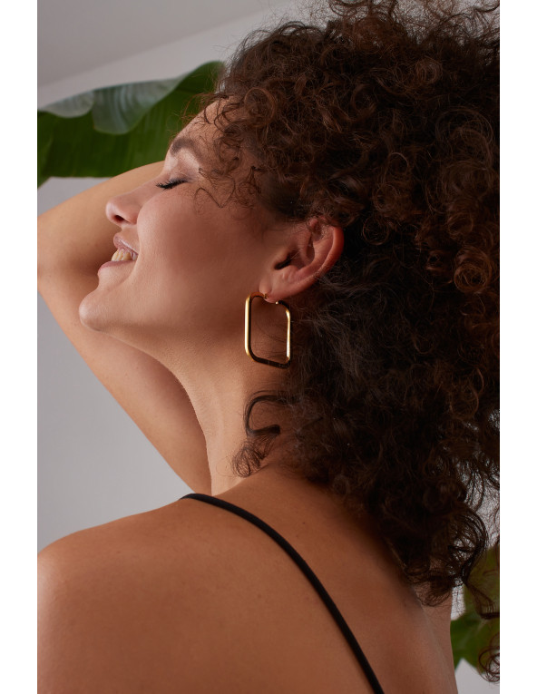 Kolczyki kwadraty z pozłacanej stali szlachetnej