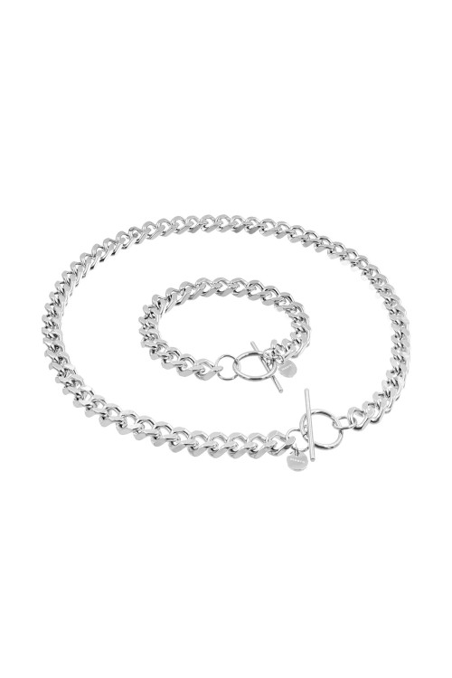 Naszyjnik pancerka typu choker ze stali szlachetnej z bransoletką
