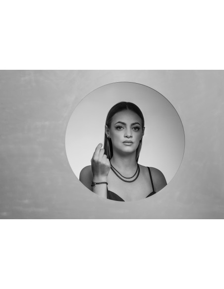 Podwójny czarny matowy choker typu pancerka ze stali szlachetnej z łańcuszkami 6 i 4 mm.