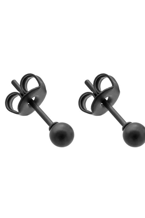 Czarne matowe kolczyki kuleczki 3 mm ze stali szlachetnej o minimalistycznym designie.