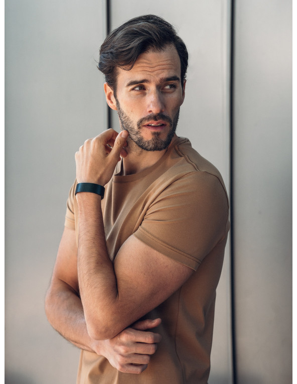 Męska czarna skórzana bransoleta z czarnym zapięciem zegarkowym