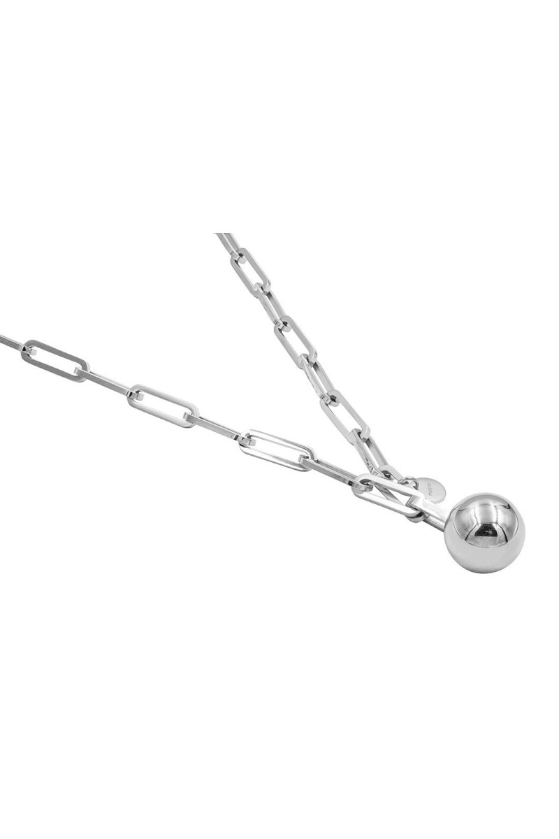 Srebrny choker łańcuch ze stali szlachetnej z dużymi ogniwami i ozdobną kulą