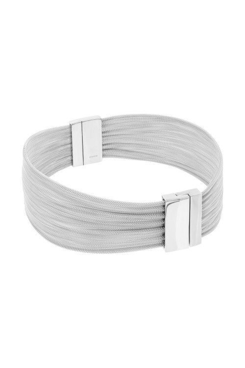 Srebrny choker ze stali szlachetnej i jubilerskiej siatki stalowej z magnetycznym zapięciem