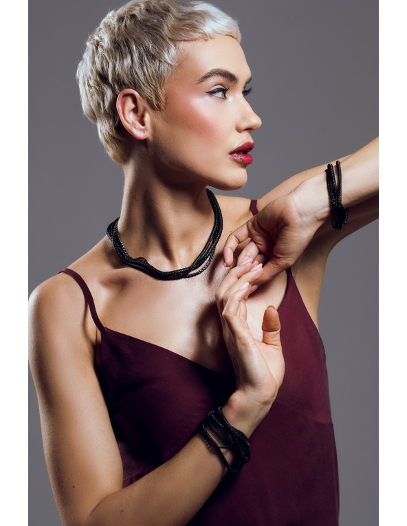 Bransoleta z czarnej matowej stali szlachetnej z magnetycznym zapięciem