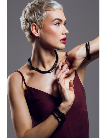 Bransoleta z czarnej matowej stali szlachetnej z magnetycznym zapięciem