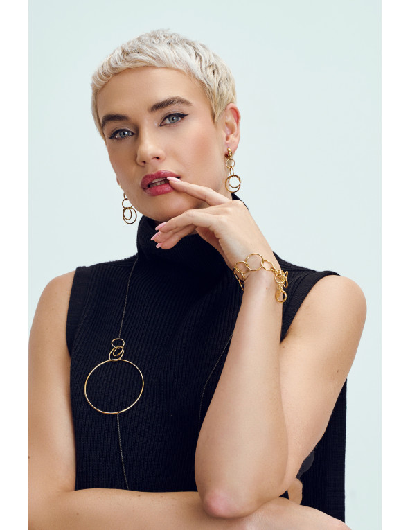 Czarno-złoty długi naszyjnik ze stali szlachetnej o eleganckim, minimalistycznym designie