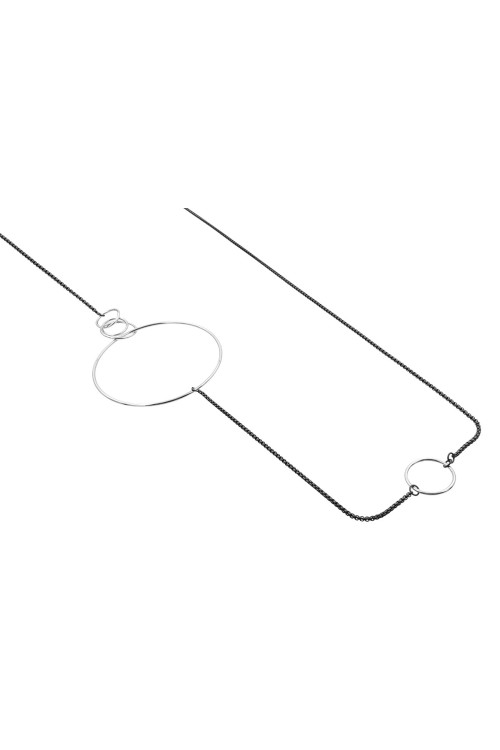 Czarno-srebrny długi naszyjnik ze stali szlachetnej o minimalistycznym designie