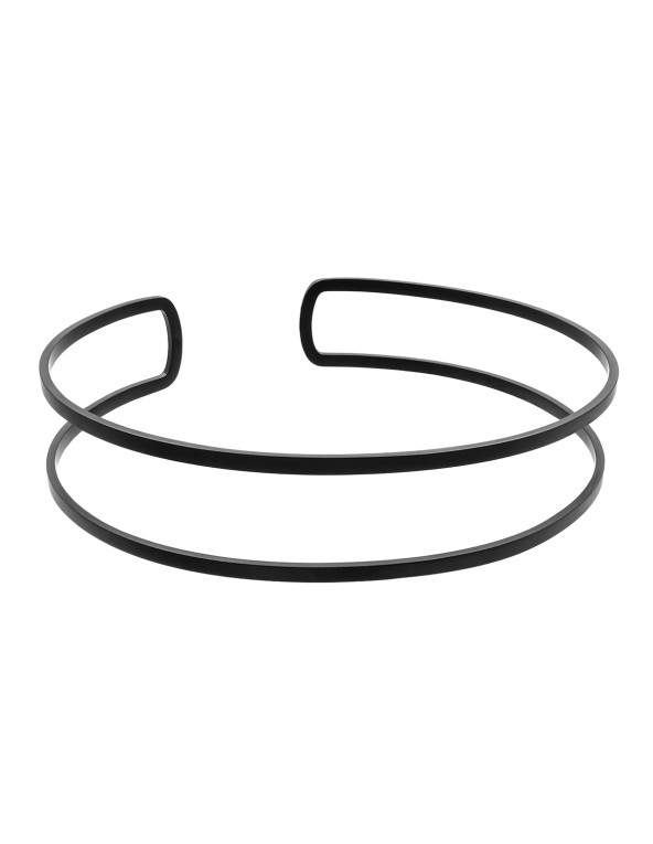 Podwójny choker z czarnej matowej stali szlachetnej