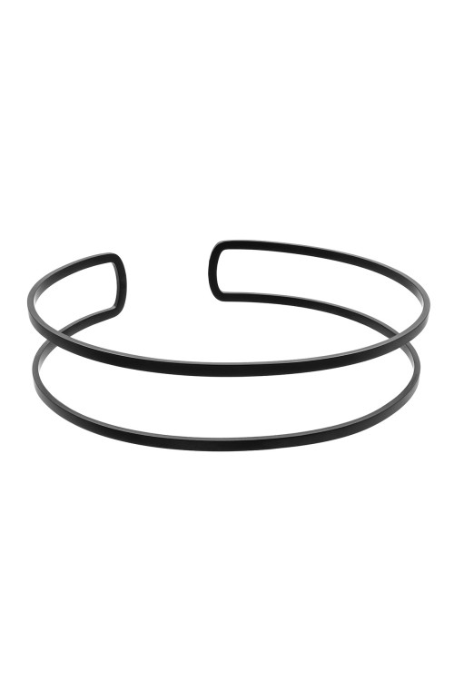 Podwójny czarny matowy choker ze stali szlachetnej o geometrycznej formie