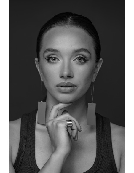 Długie kolczyki srebrne satynowe ze stali szlachetnej