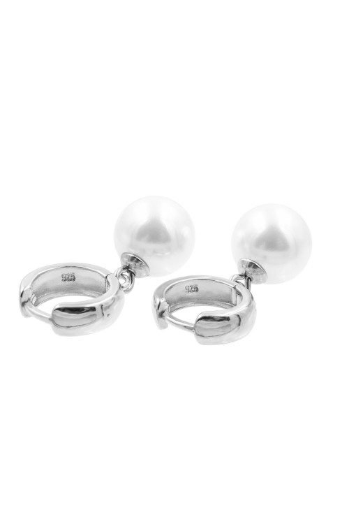 Srebrne kolczyki kółka z perłą typu shell 12 mm ze srebra pr. 925