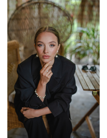 Kolczyki pozłacane kółka z dużą perłą typu shell 16 mm ze srebra pozłacanego 24K