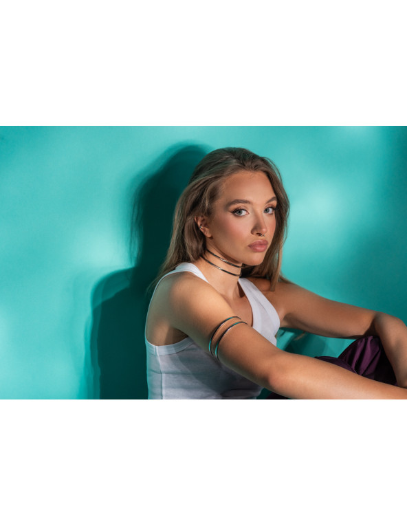 Podwójny srebrny choker ze stali szlachetnej o nowoczesnym designie