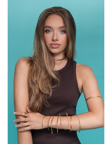 Złota delikatna bransoleta koło ze stali szlachetnej o eleganckim designie