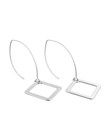 Długie kolczyki kwadraty ze srebra pr. 925 i stali szlachetnej