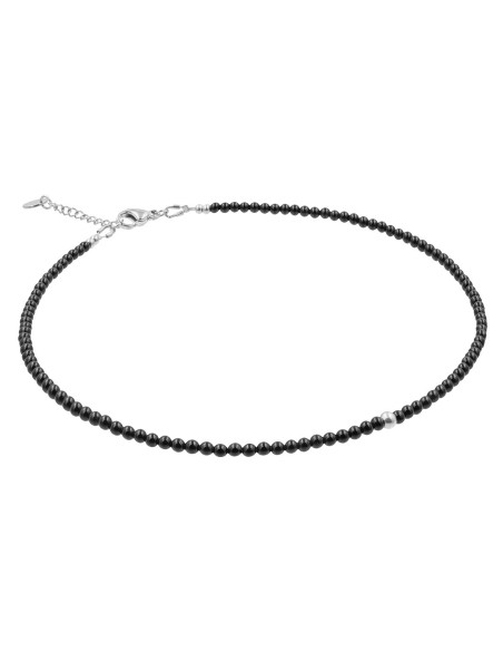 Delikatny regulowany naszyjnik z onyksów i ozdobnych kuleczek