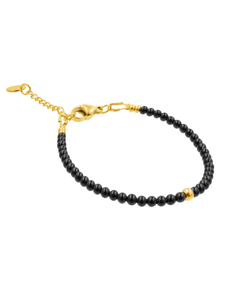 Delikatna bransoletka z onyksów i ozdobnej kuleczki