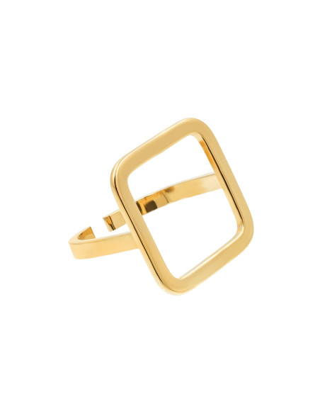 Pierścionek z pozłacanej stali szlachetnej w formie kwadratu